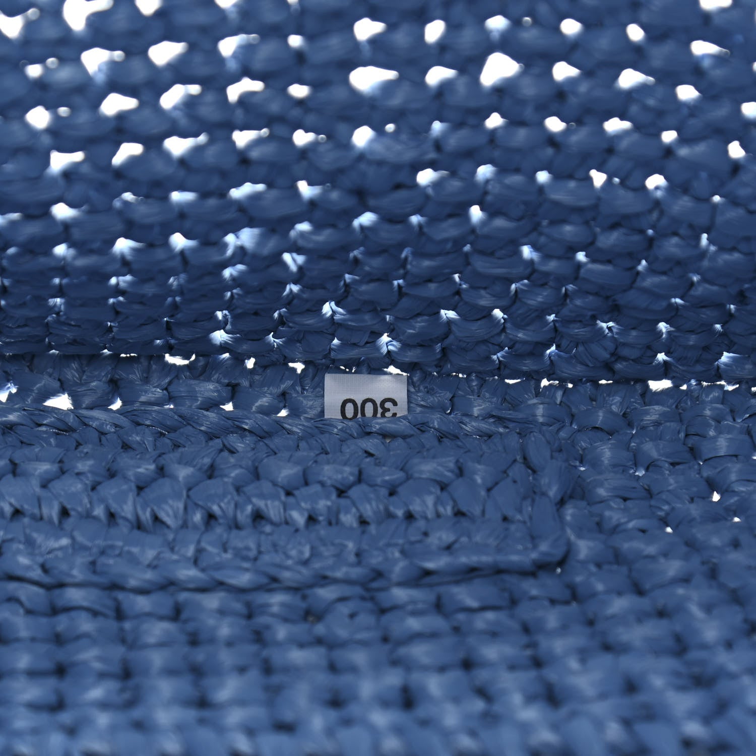 Prada Yarn Raffia Effect Crochet Logo Embroidered Shopping Tote Bag Celeste 6 of 10