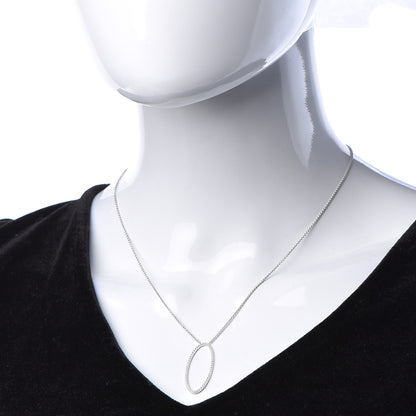 Tiffany 18K White Gold Diamond Metro Oval Pendant Necklace 2 of 7