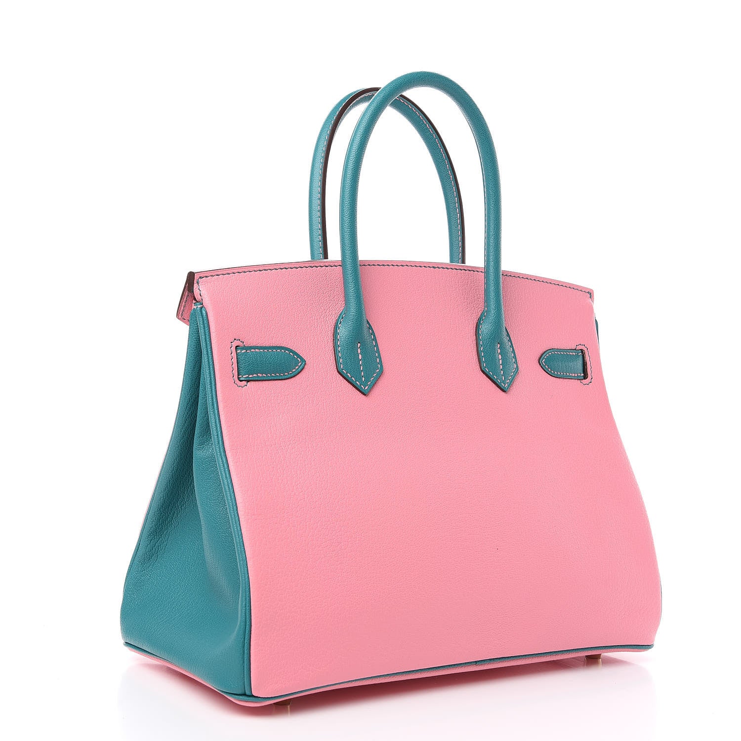Hermes Chevre Mysore Horseshoe Birkin 30 Rose Confetti Bleu Paon 2 of 9