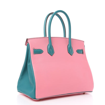 Hermes Chevre Mysore Horseshoe Birkin 30 Rose Confetti Bleu Paon 2 of 9