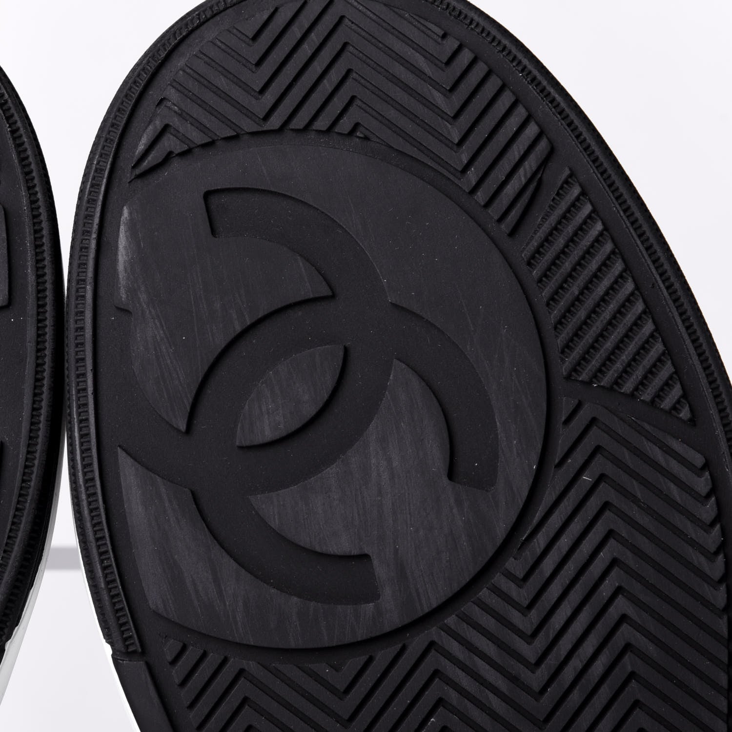 Chanel Calfskin Womens Logo Sneakers 37 Black White 8 of 11
