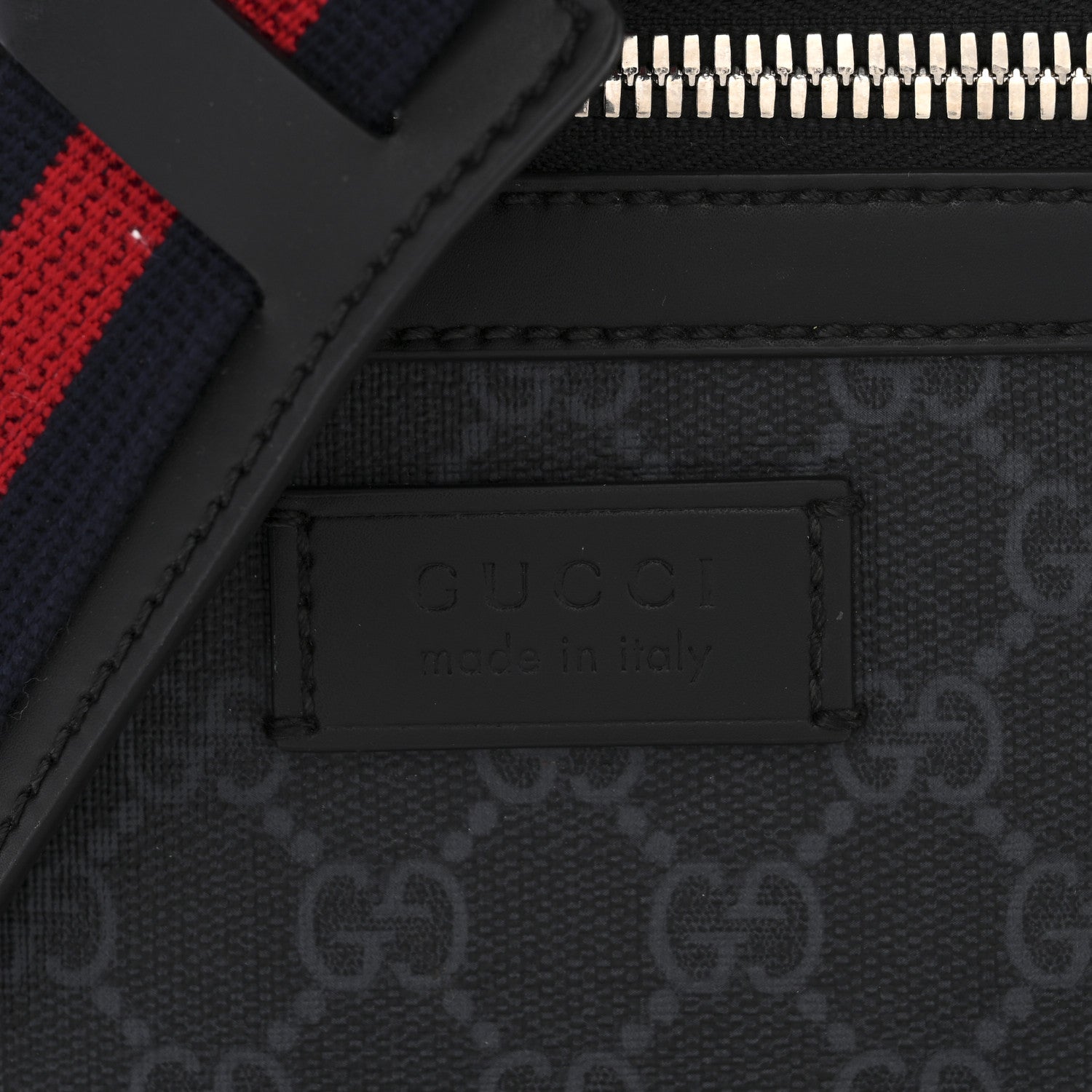 Gucci GG Supreme Monogram Appia Calfskin Web Small Camera Messenger Bag Black Grey 8 of 11