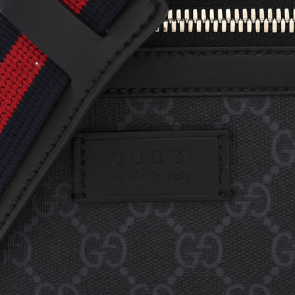 Gucci GG Supreme Monogram Appia Calfskin Web Small Camera Messenger Bag Black Grey 8 of 11