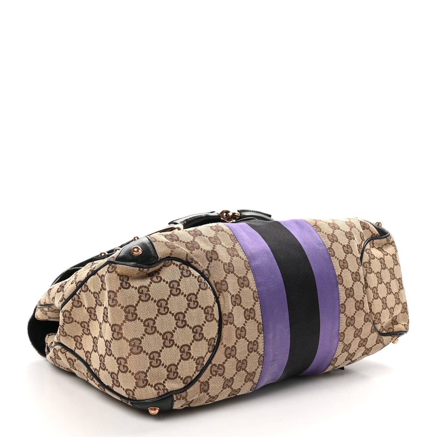 Monogram Horsebit Web Flap Bag Brown Purple