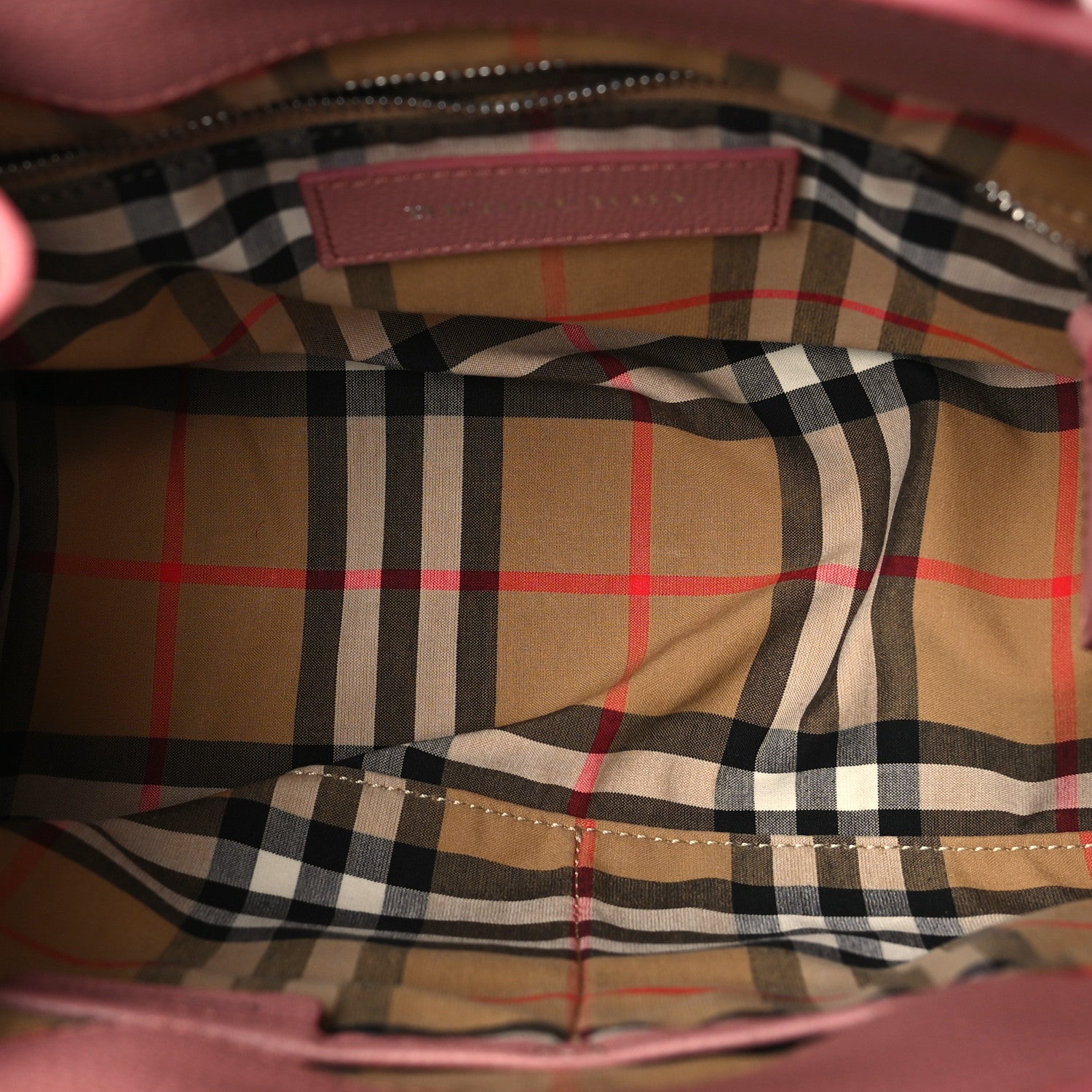 Burberry Grainy Calfskin House Check Small Banner Tote Dusty Rose 5 of 14