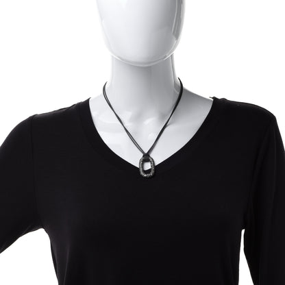 David Yurman Sterling Silver Diamond Midnight Melange Oval Pendant Necklace 2 of 7