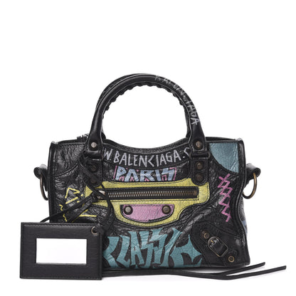 Balenciaga Agneau Arena Graffiti All Over Classic Hardware Mini City Black Multicolor 1 of 12