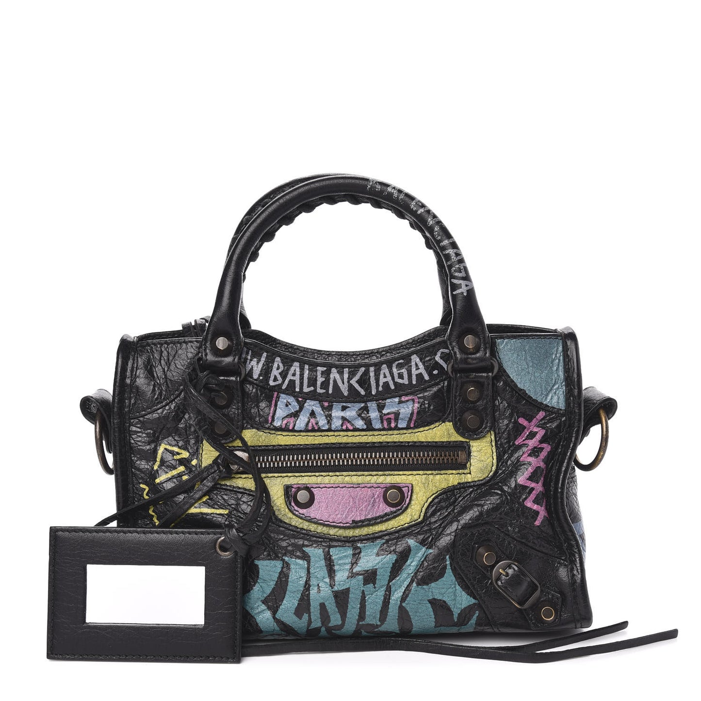 Agneau Arena Graffiti All Over Classic Hardware Mini City Black Multicolor