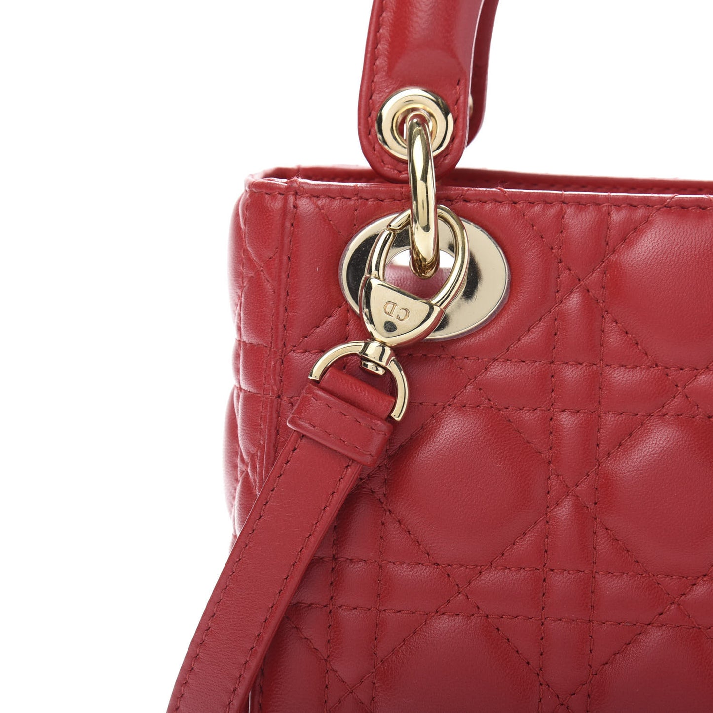 Lambskin Cannage Mini Lady Dior Red