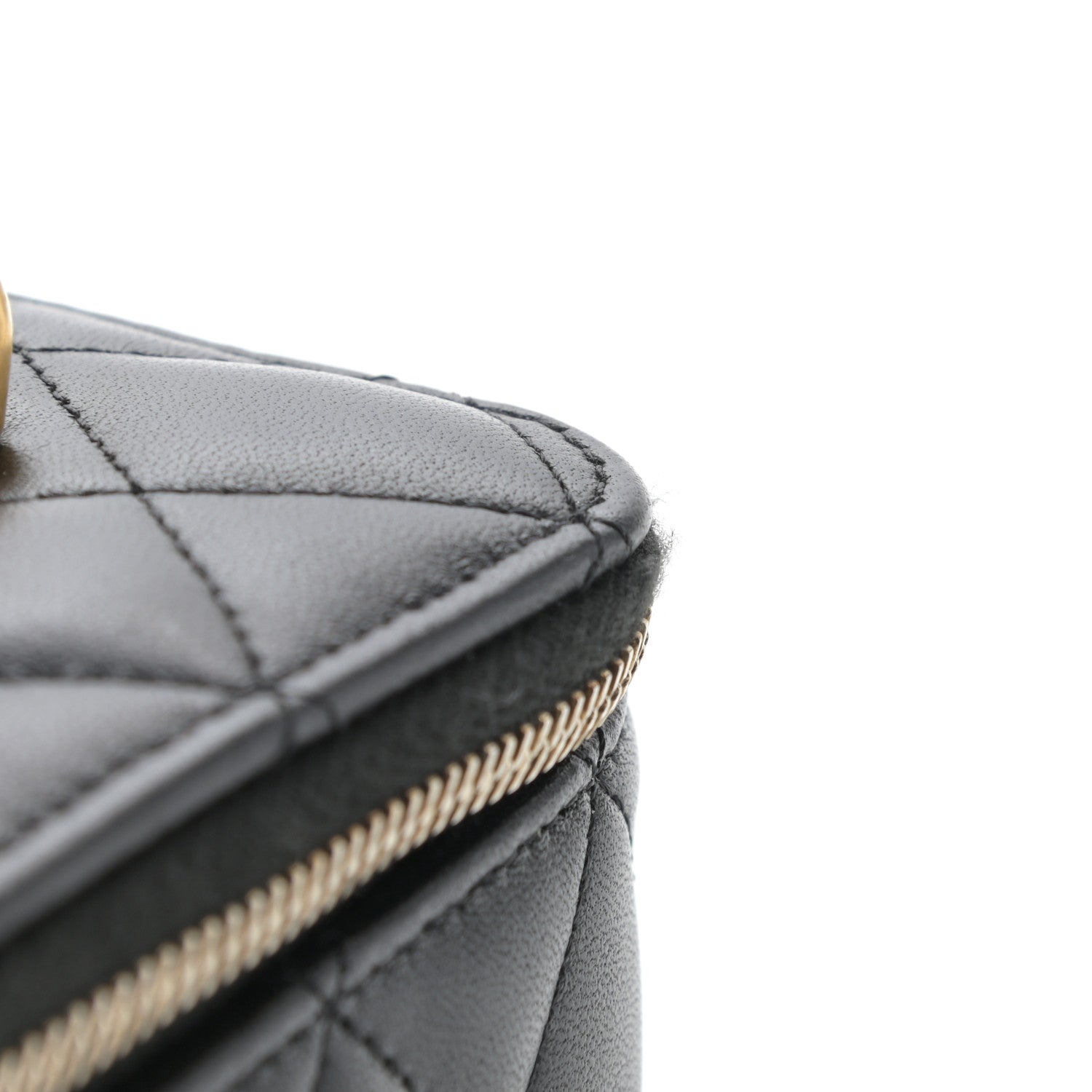 Chanel Lambskin Quilted Small Top Handle Vanity Case With Chain Black 10 of 11