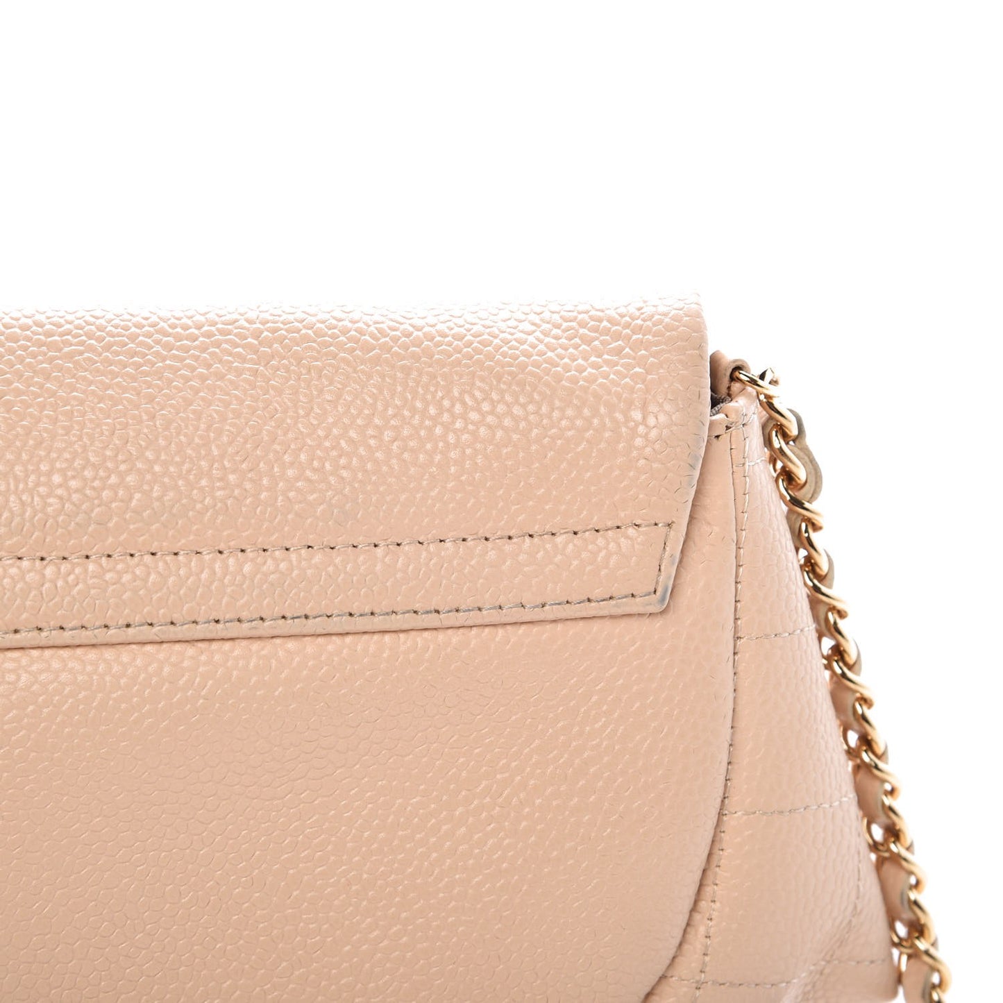 Caviar Half Moon Wallet On Chain Light Beige