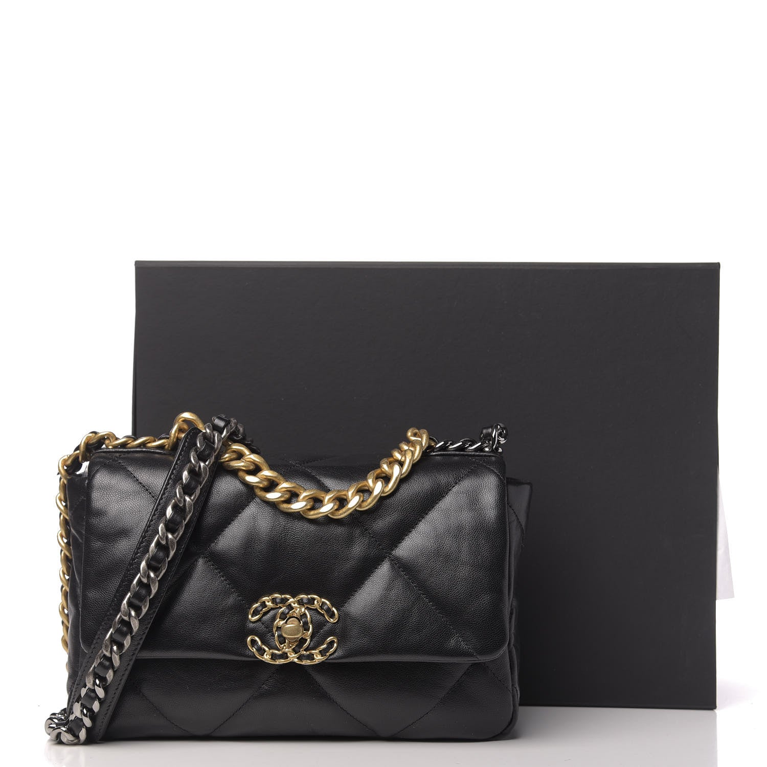 Chanel Goatskin Quilted Medium 19 Flap Black 11 of 11