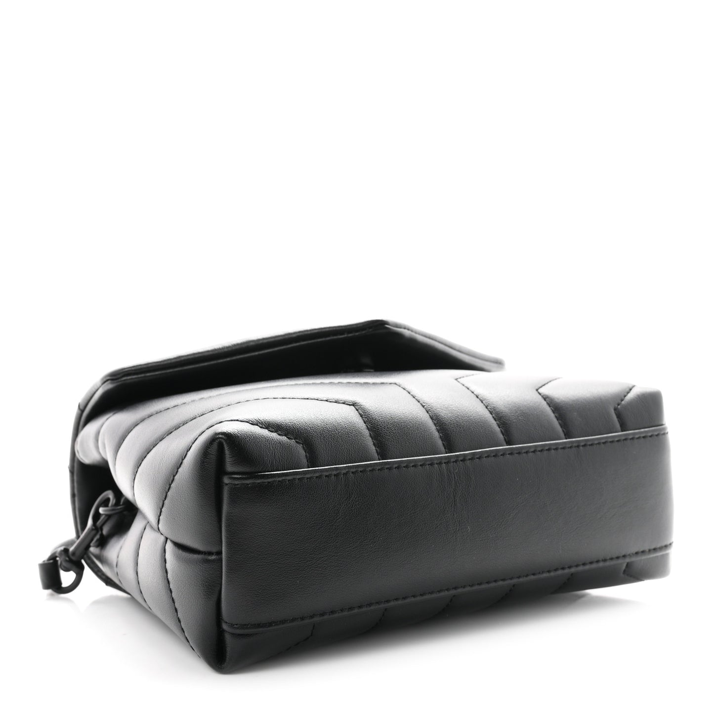 Calfskin Y Quilted Monogram Monochrome Toy Loulou Crossbody Bag Black