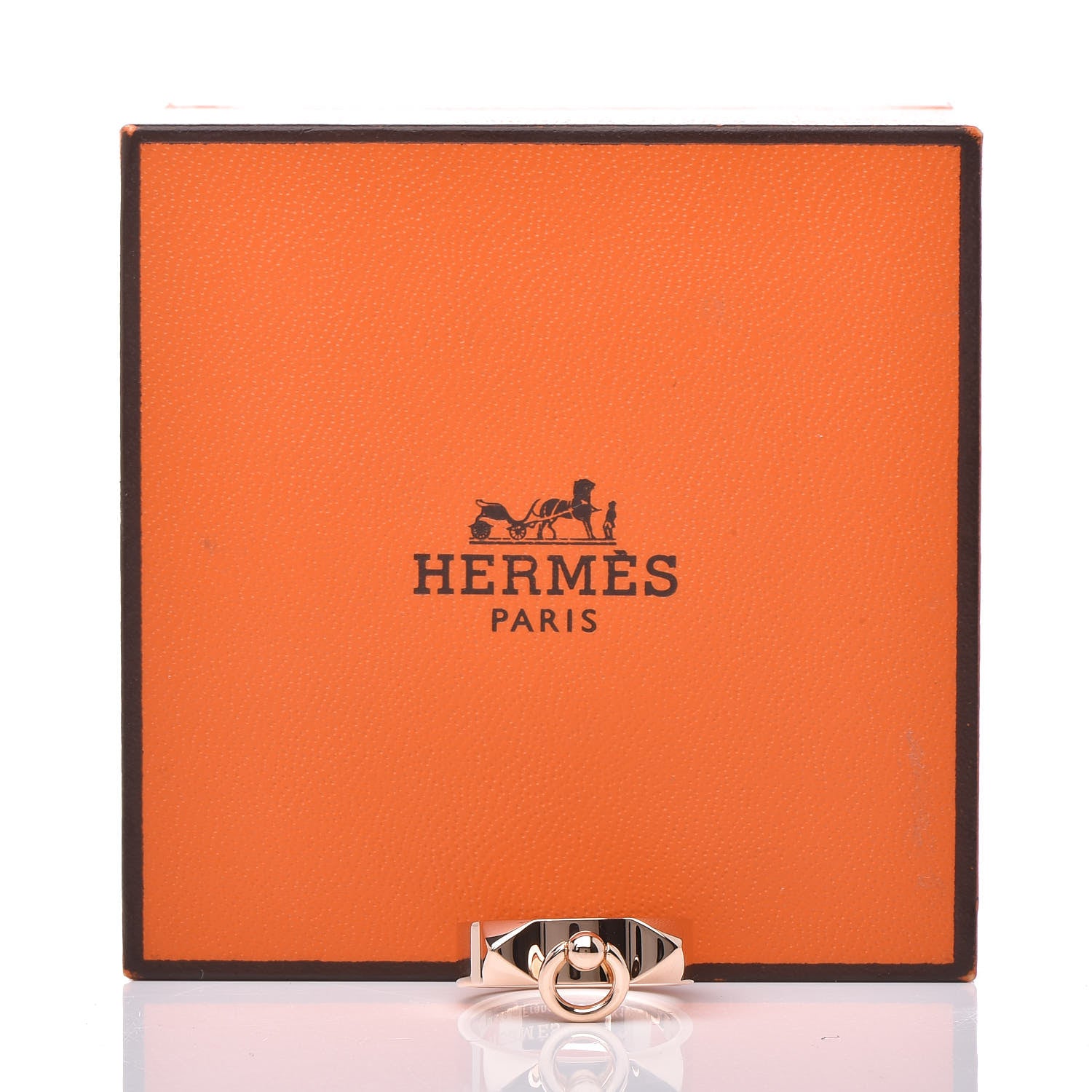 Hermes 18K Rose Gold PM Collier De Chien Ring 48 4.5 6 of 6