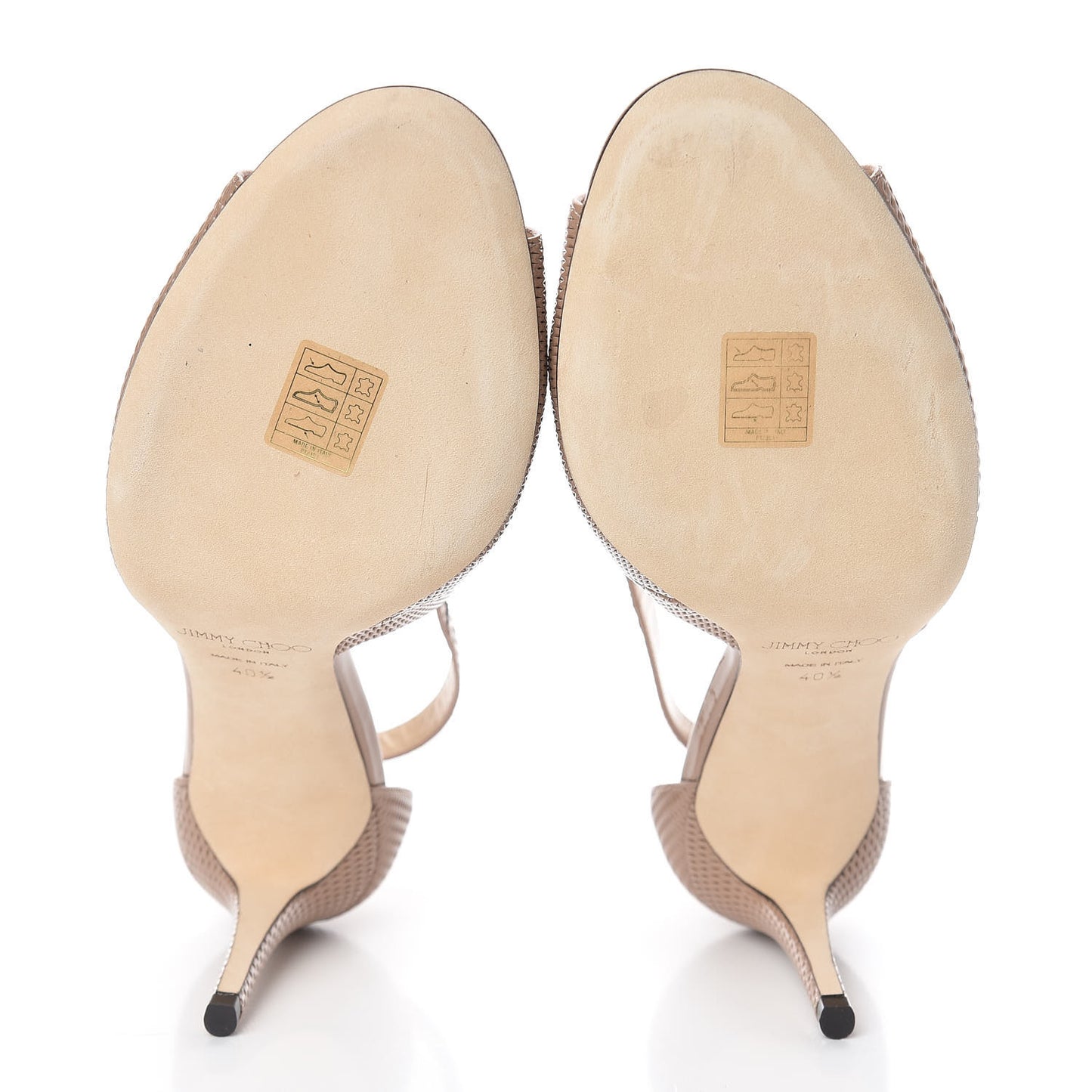 JIMMY CHOO Textured Patent Emily 85 Sandals 40.5 Ballet Pink