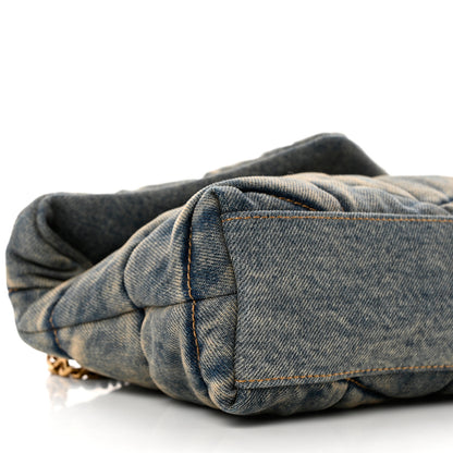 Saint Laurent Denim Quilted Toy Loulou Puffer Monogram Chain Satchel Blue Black 7 of 8