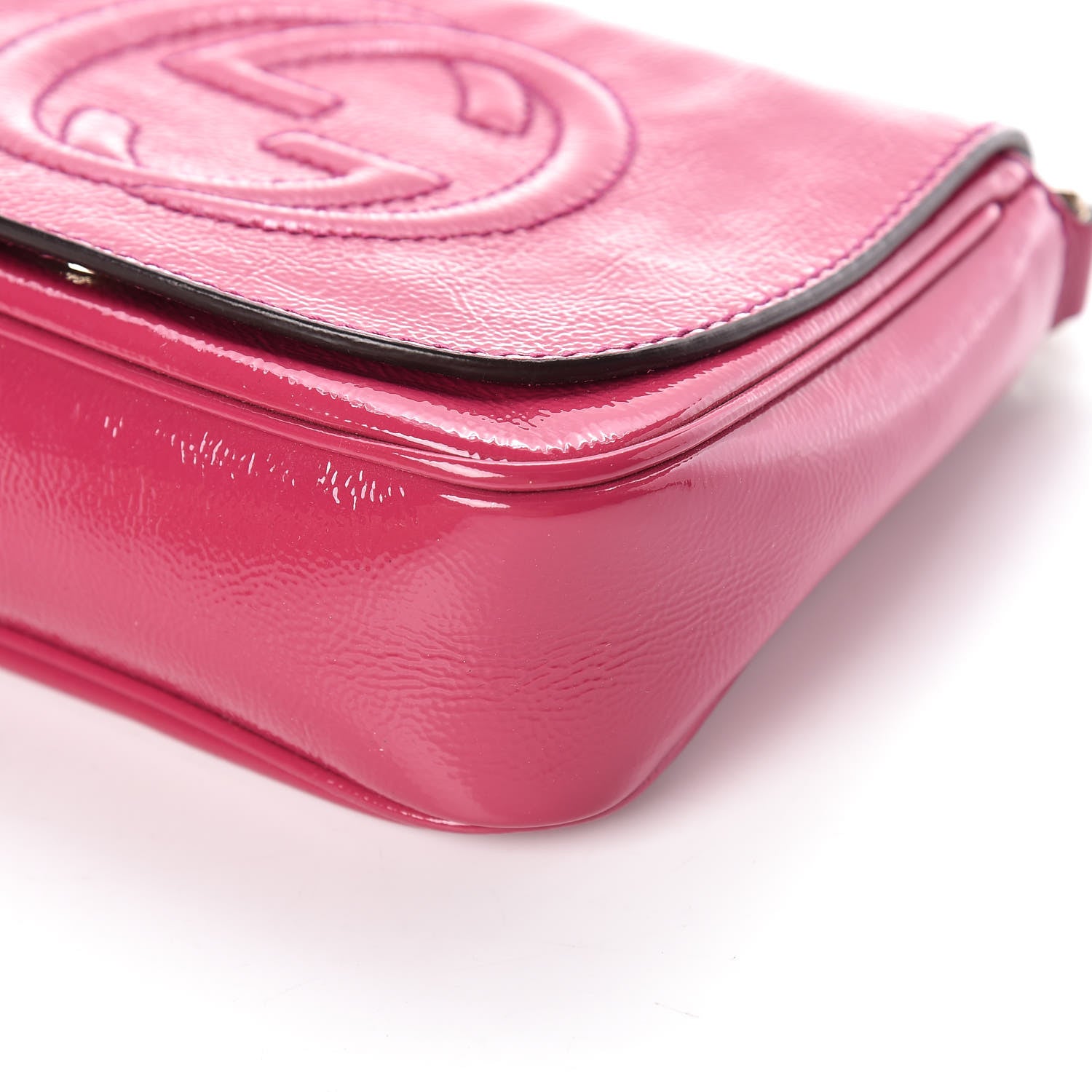 Gucci Vernice Naplack Small Soho Flap Crossbody Bright Bougainvillea 9 of 9