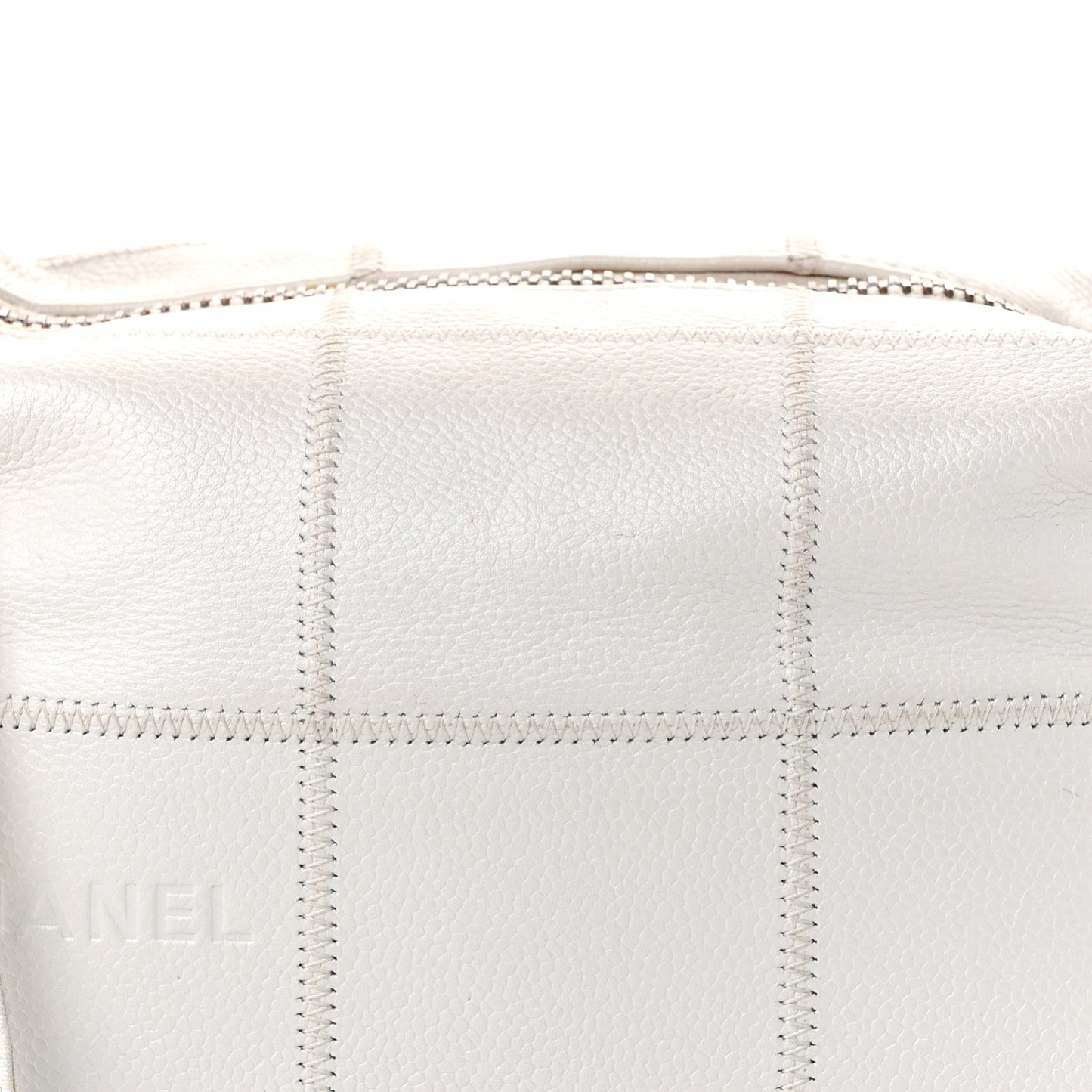 Caviar Square Stitched Bag White