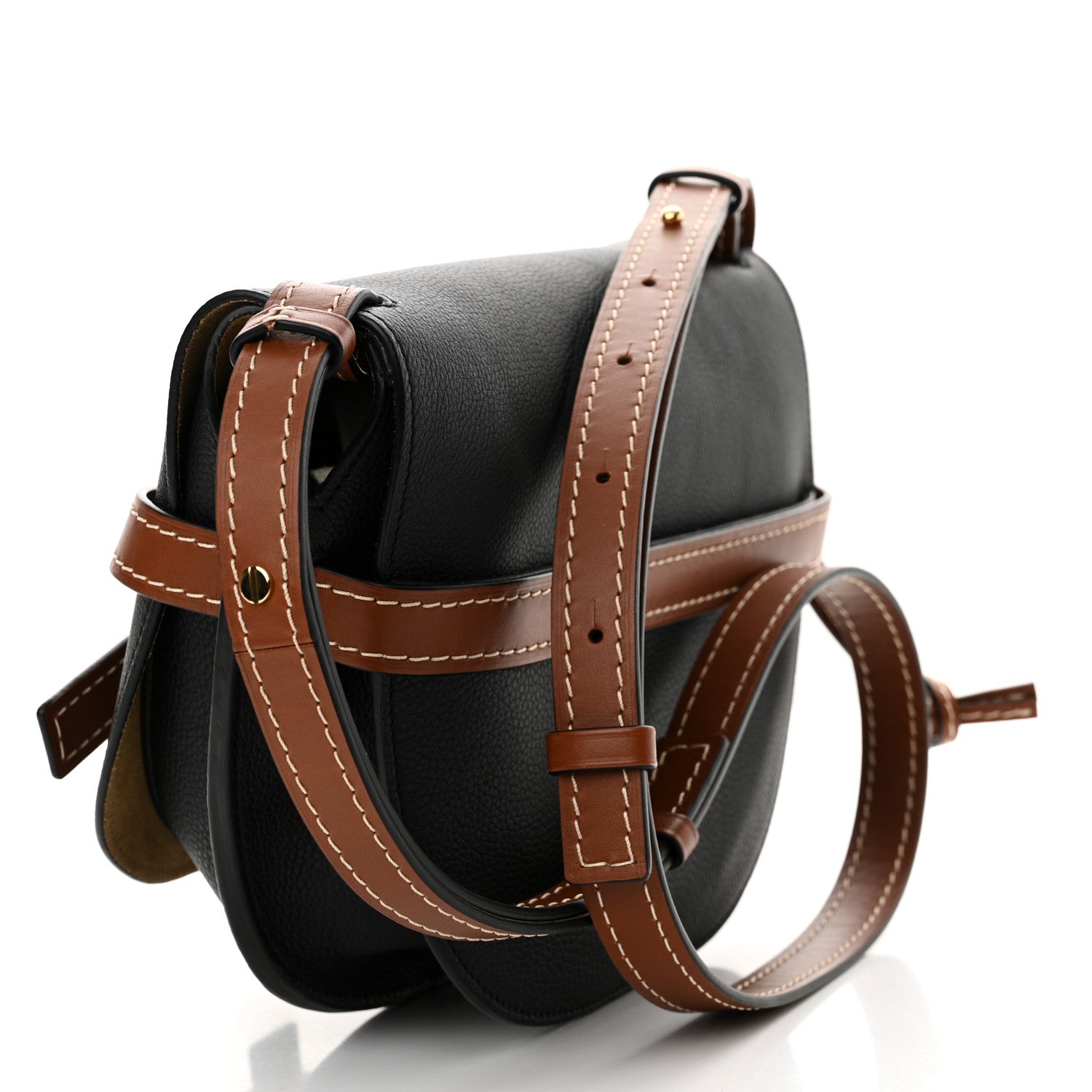 Loewe Grained Calfskin Small Gate Crossbody Bag Pecan Black 3 of 9