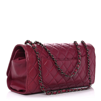 Chanel Lambskin Quilted Jumbo Grocery By Chanel Drawstring Shopping Bag Dark Pink 4 of 14