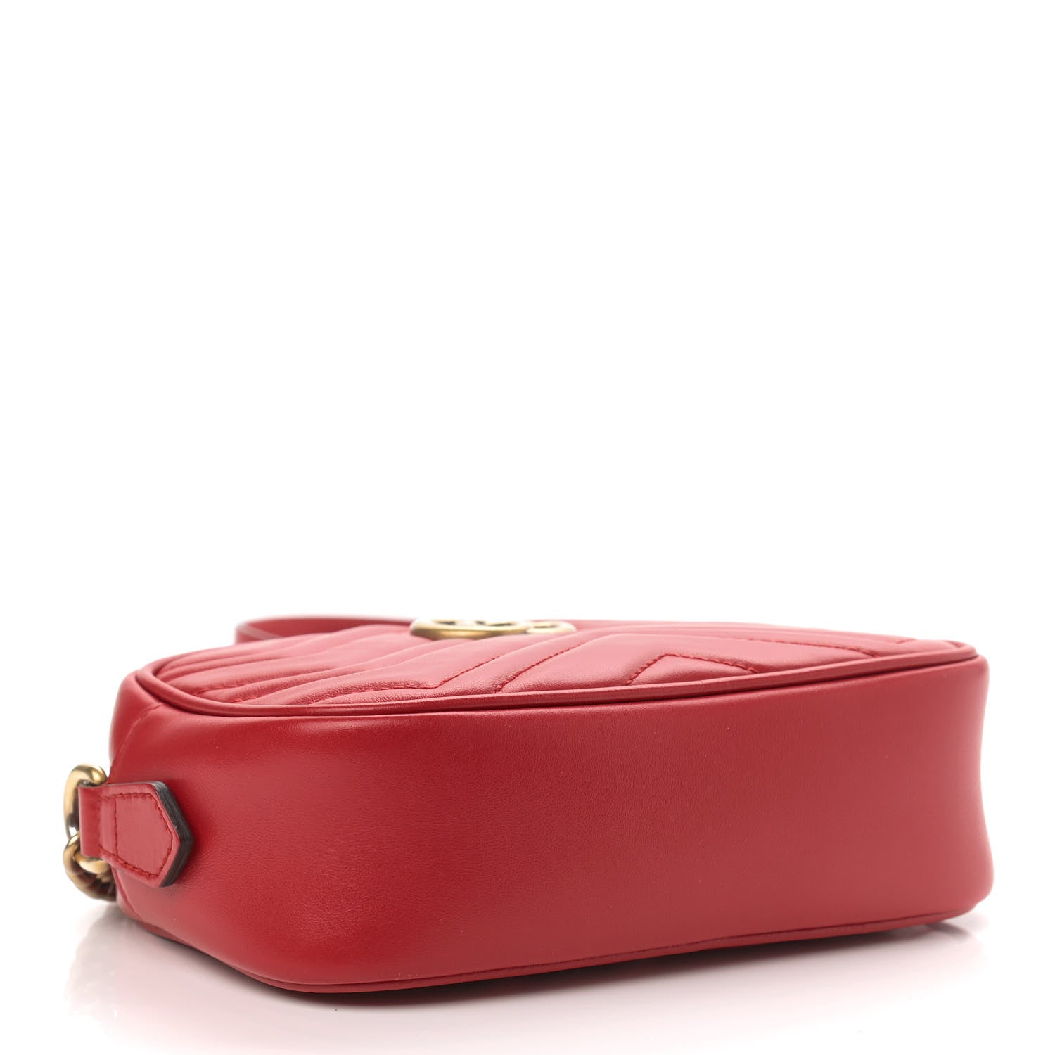 Gucci Calfskin Matelasse Mini GG Marmont Chain Shoulder Bag Hibiscus Red 4 of 9