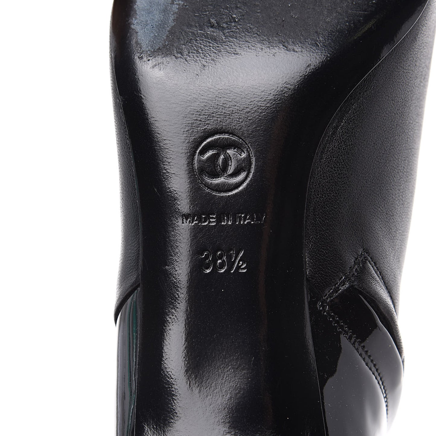 Patent Lambskin Cap Toe Short Boots 38.5 Black