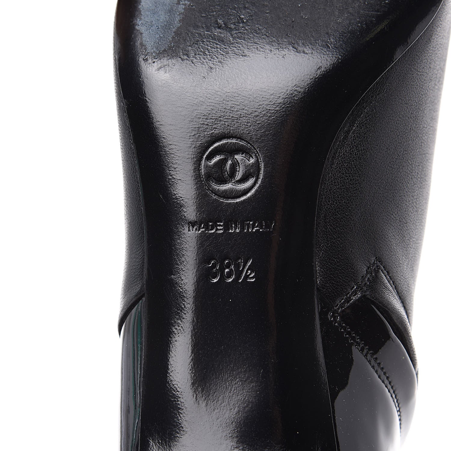 Chanel Patent Lambskin Cap Toe Short Boots 38.5 Black 6 of 11