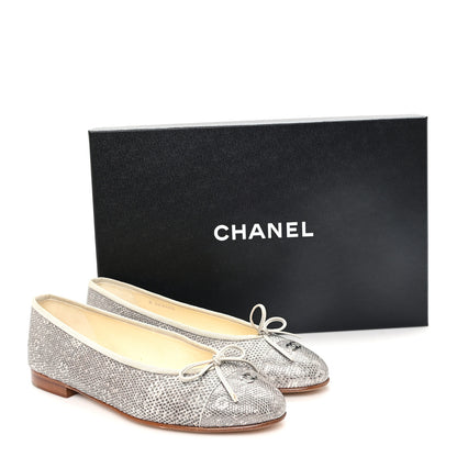Chanel Lizard Cap Toe CC Ballerina Flats 38.5 Grey 11 of 11