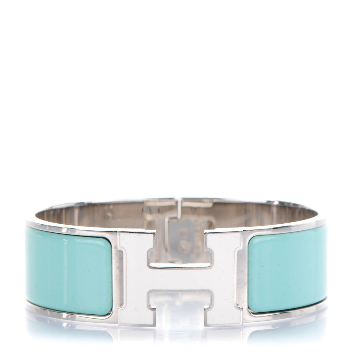 Enamel Wide Clic Clac H Bracelet GM Lagon White