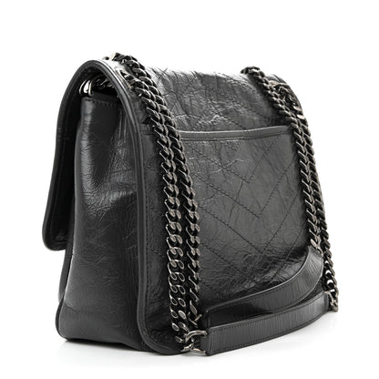Saint Laurent Crinkled Calfskin Matelasse Monogram Medium Niki Chain Satchel Storm 3 of 10