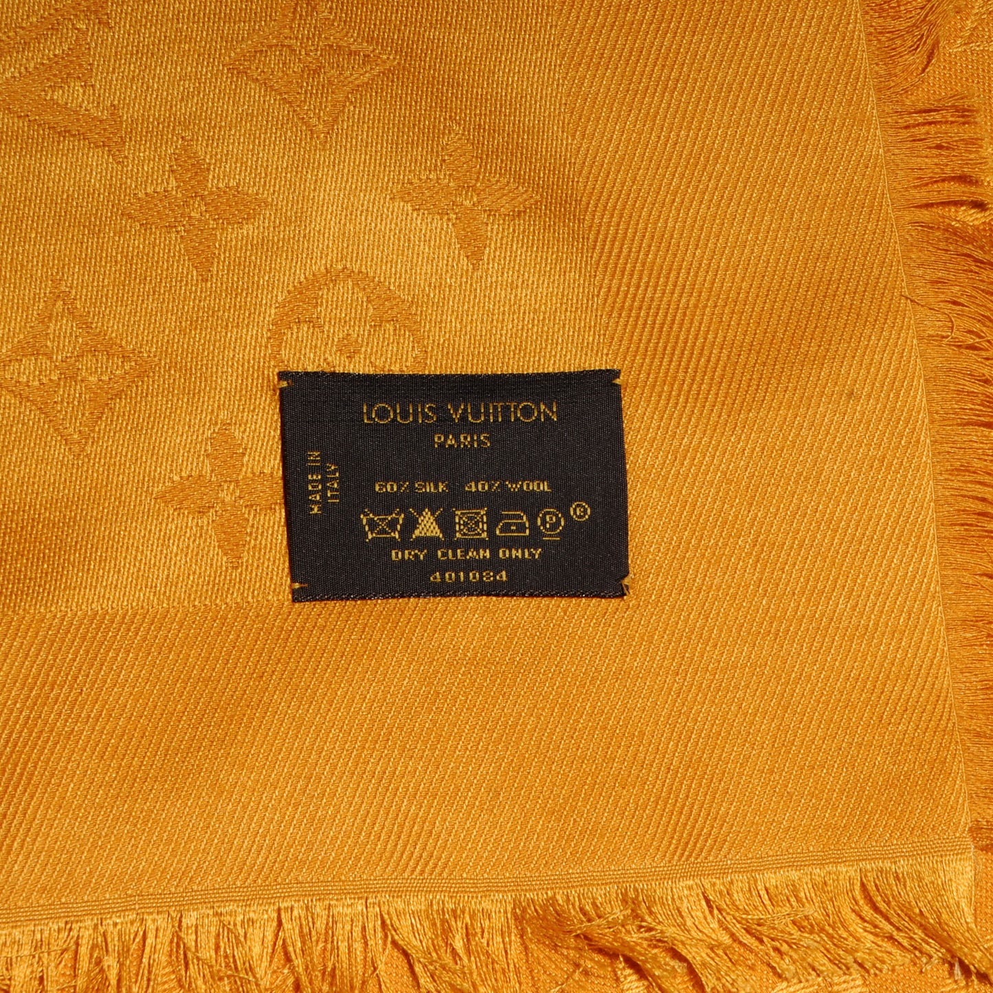 Wool Silk Monogram Shawl Safran