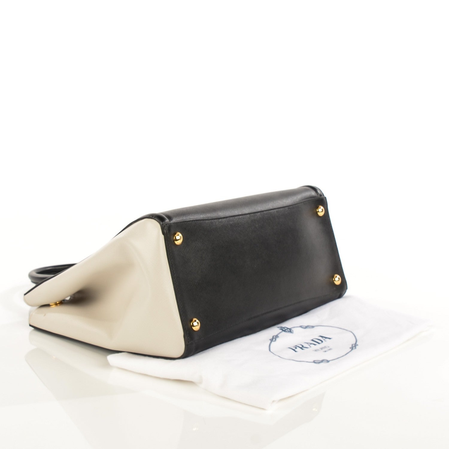 Prada Saffiano Lux Bi-Color Tote Nero Talco 4 of 9