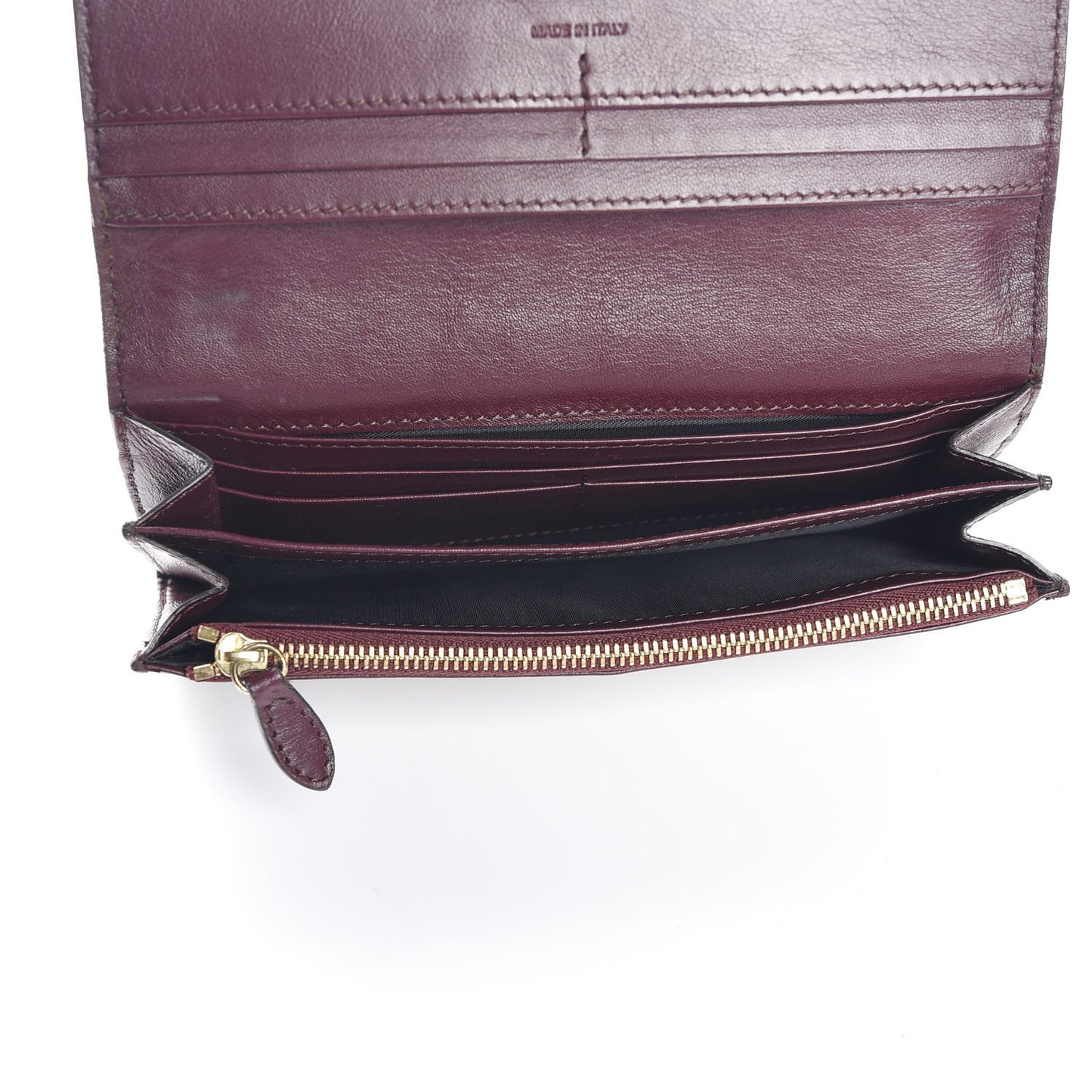 Calfskin House Check Porter Continental Wallet Mahogany Red