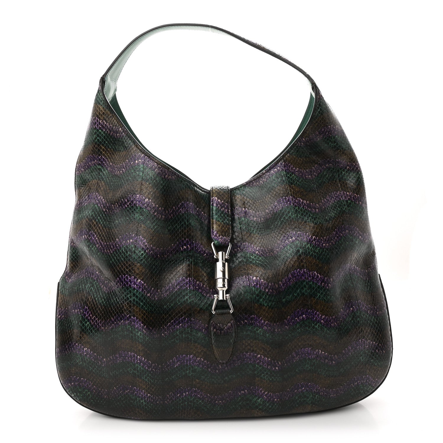 Gucci Snakeskin Large Jackie Hobo Green Multicolor 1 of 13