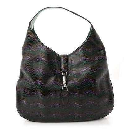 Gucci Snakeskin Large Jackie Hobo Green Multicolor 1 of 13
