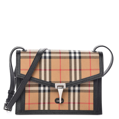 Burberry House Check Derby Calfskin Small Macken Crossbody Bag Black 1 of 7
