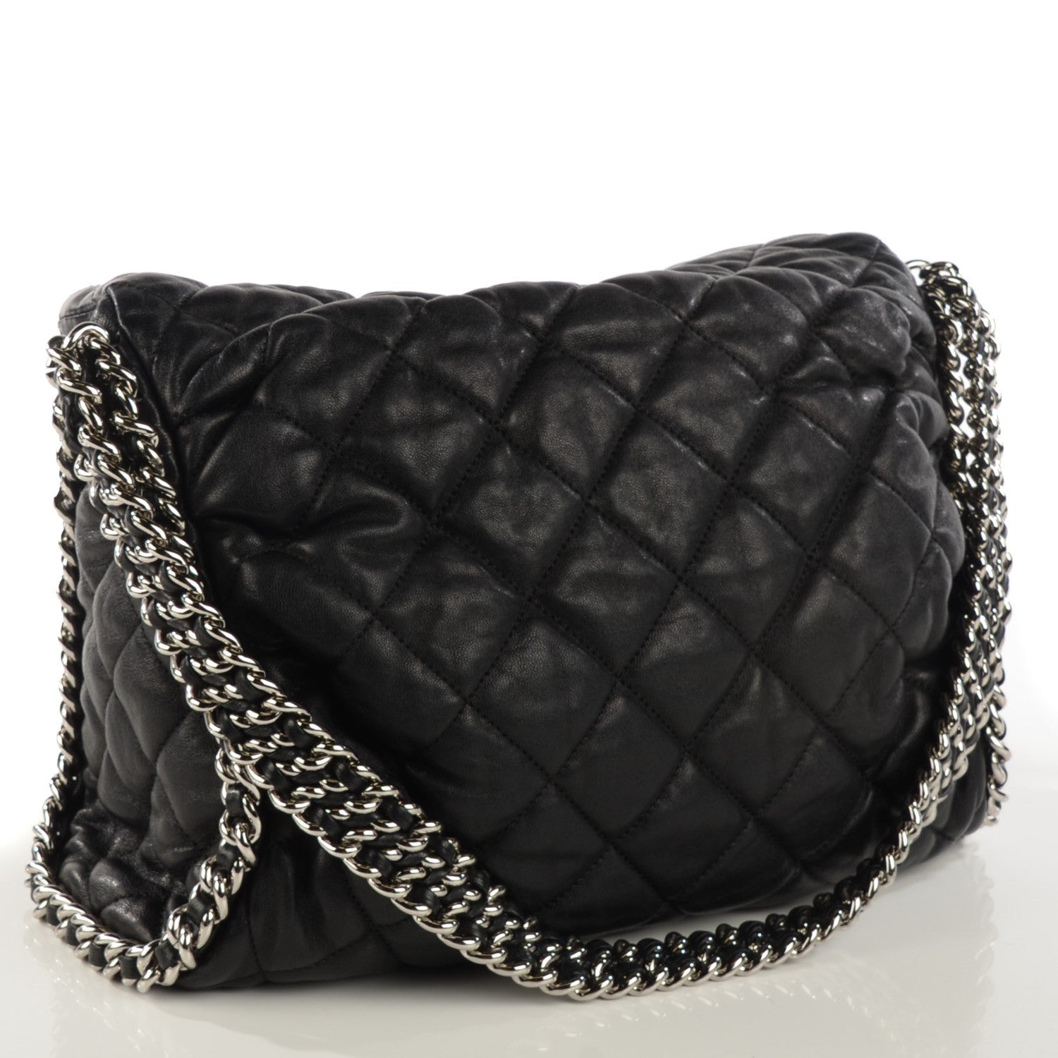 Chanel Washed Lambskin Chain Around Hobo Black 3 of 8