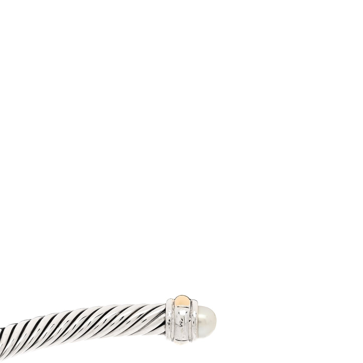 Sterling Silver 18K Yellow Gold Pearl 4mm Cable Classics Bracelet