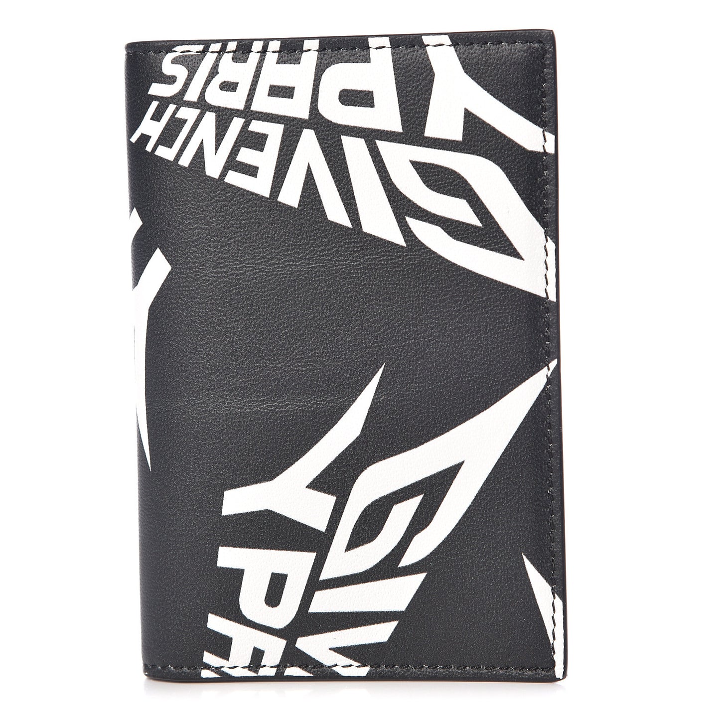 Calfskin Logo 3CC Folding Card Holder Black White