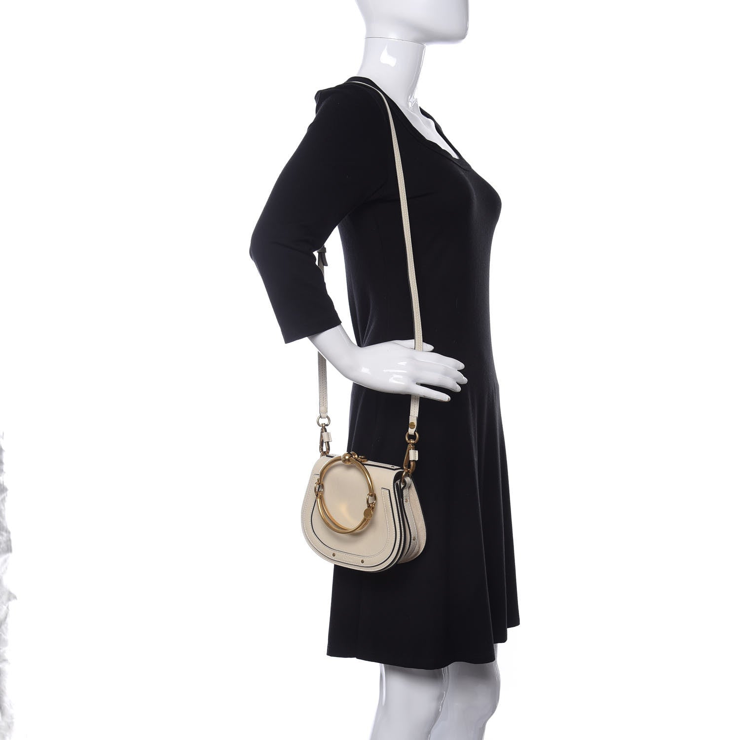 Chloe Calfskin Suede Small Nile Bracelet Bag Off White 2 of 9