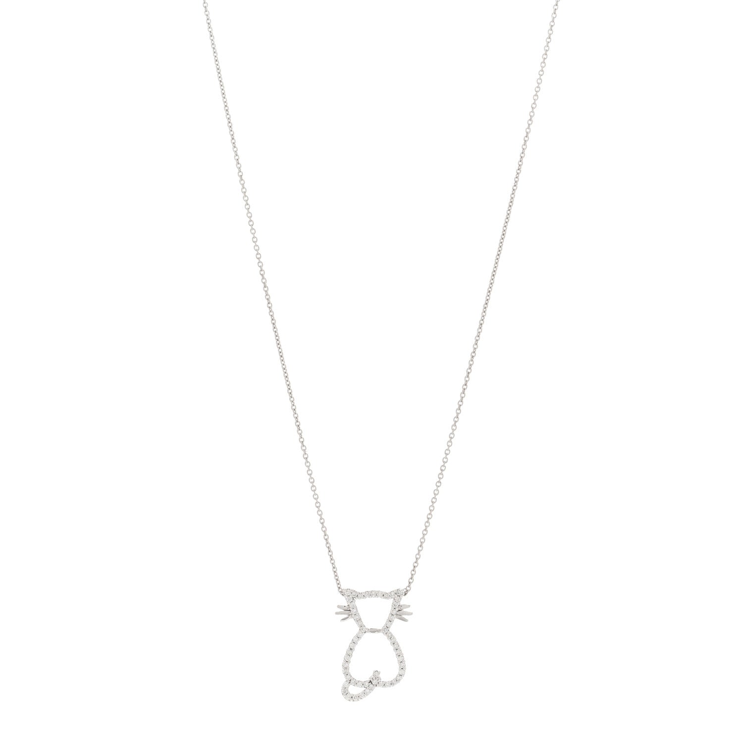Roberto Coin 18K White Gold Diamond Cat Pendant Necklace 1 of 4