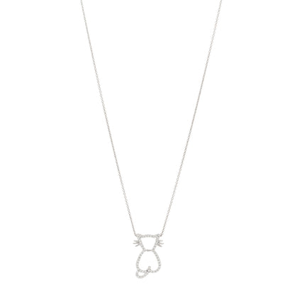 Roberto Coin 18K White Gold Diamond Cat Pendant Necklace 1 of 4