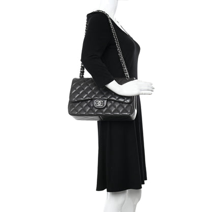 Chanel Lambskin Quilted Jumbo Double Flap Dark Grey 2 of 10