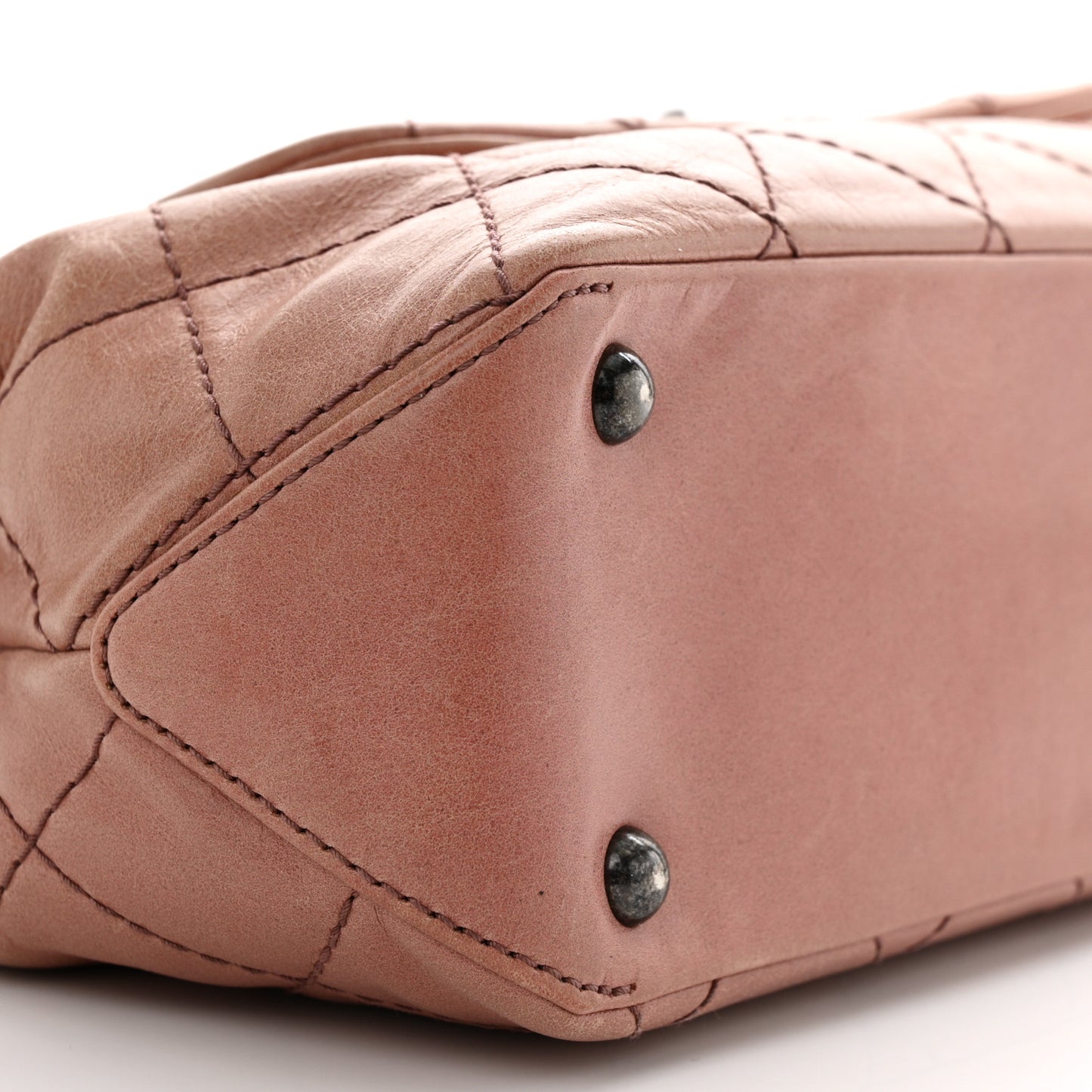 Aged Calfskin Quilted Chain Accordion Flap Dark Pink