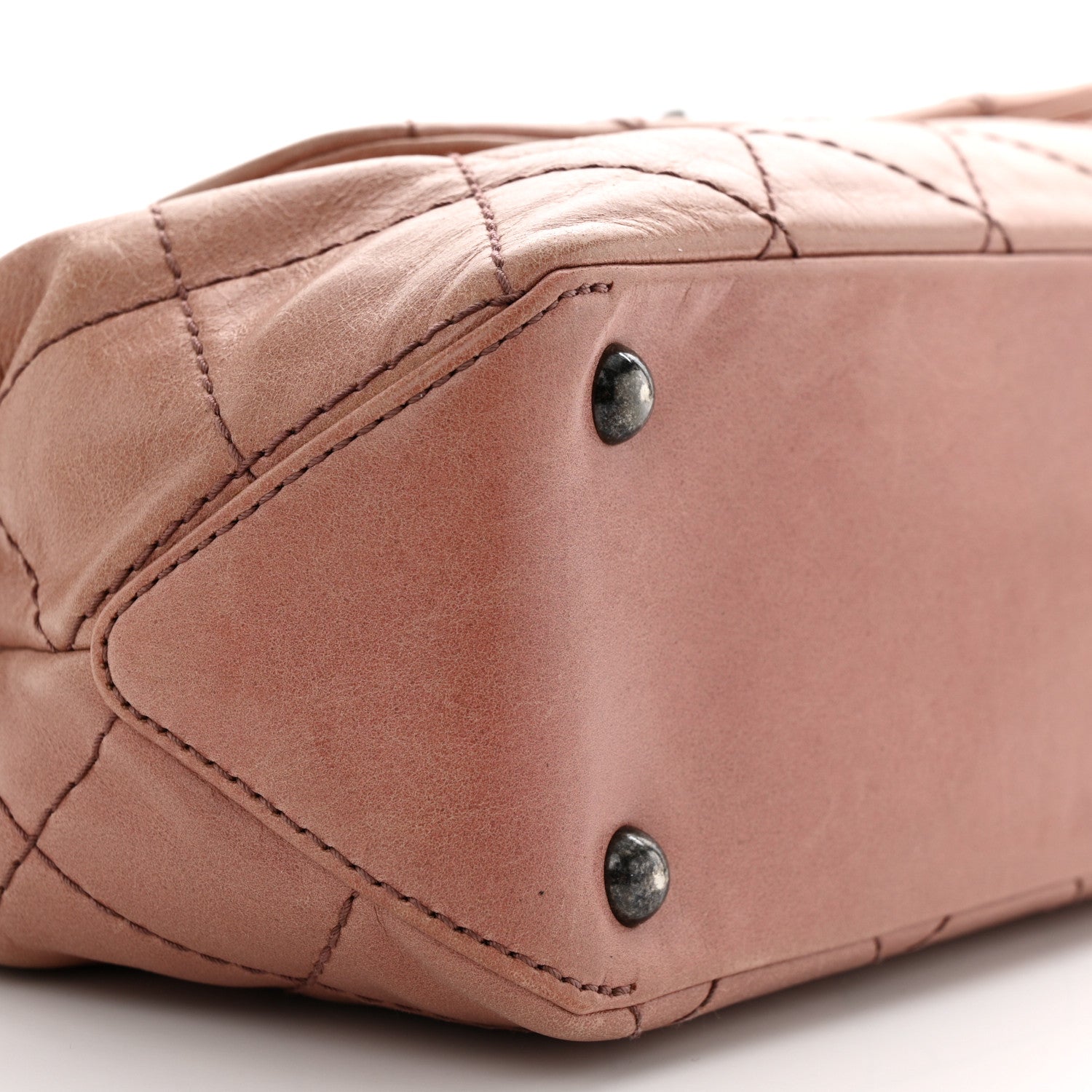 Chanel Aged Calfskin Quilted Chain Accordion Flap Dark Pink 10 of 11