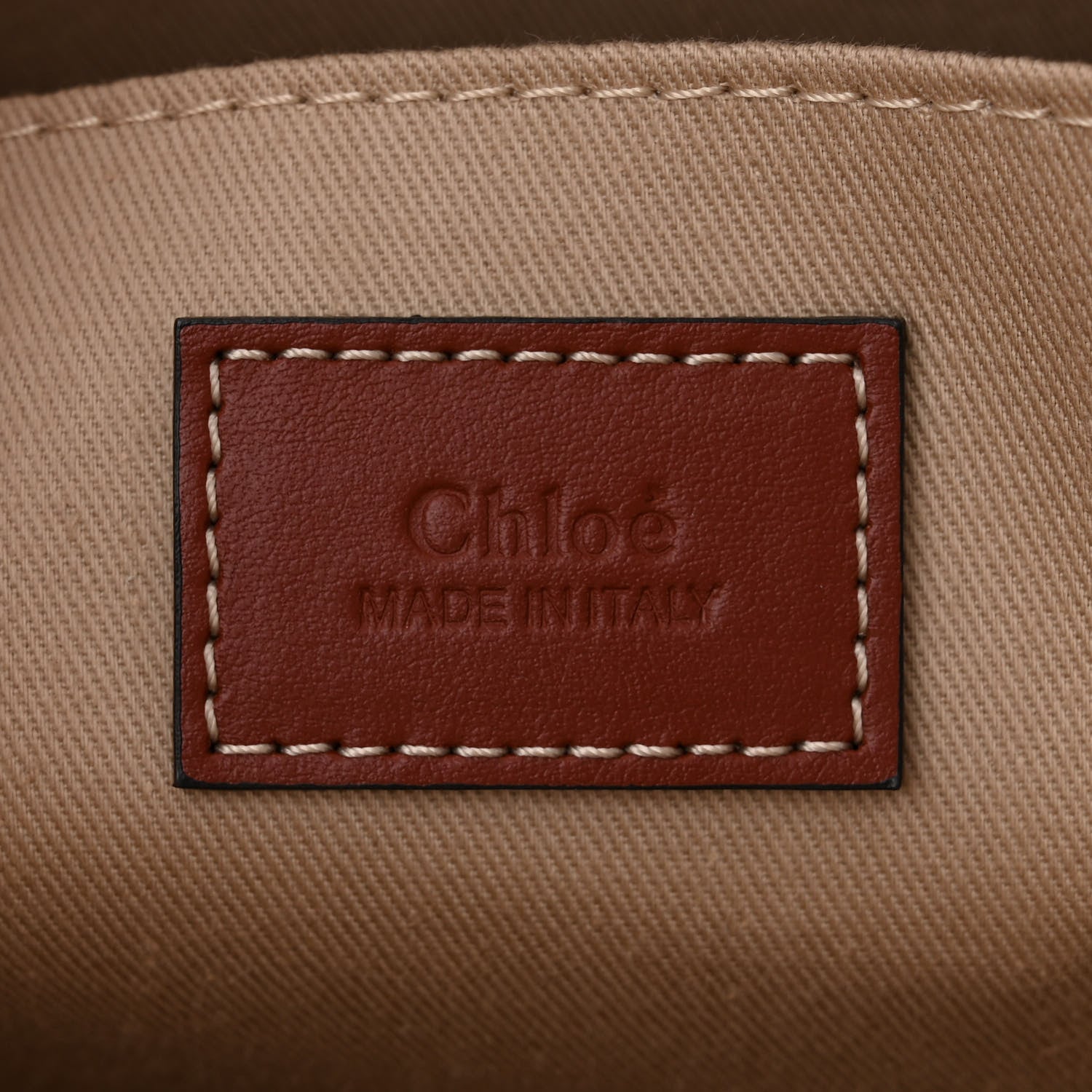 Chloe Cotton Calfskin Medium Woody Ribbon Tote White Brown 6 of 10