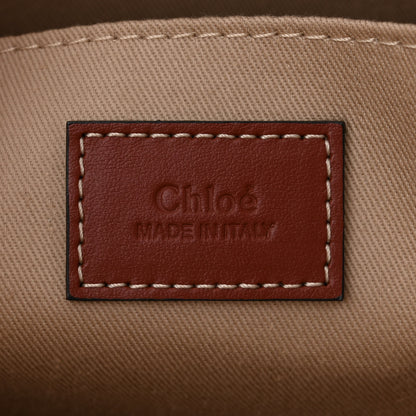 Chloe Cotton Calfskin Medium Woody Ribbon Tote White Brown 6 of 10