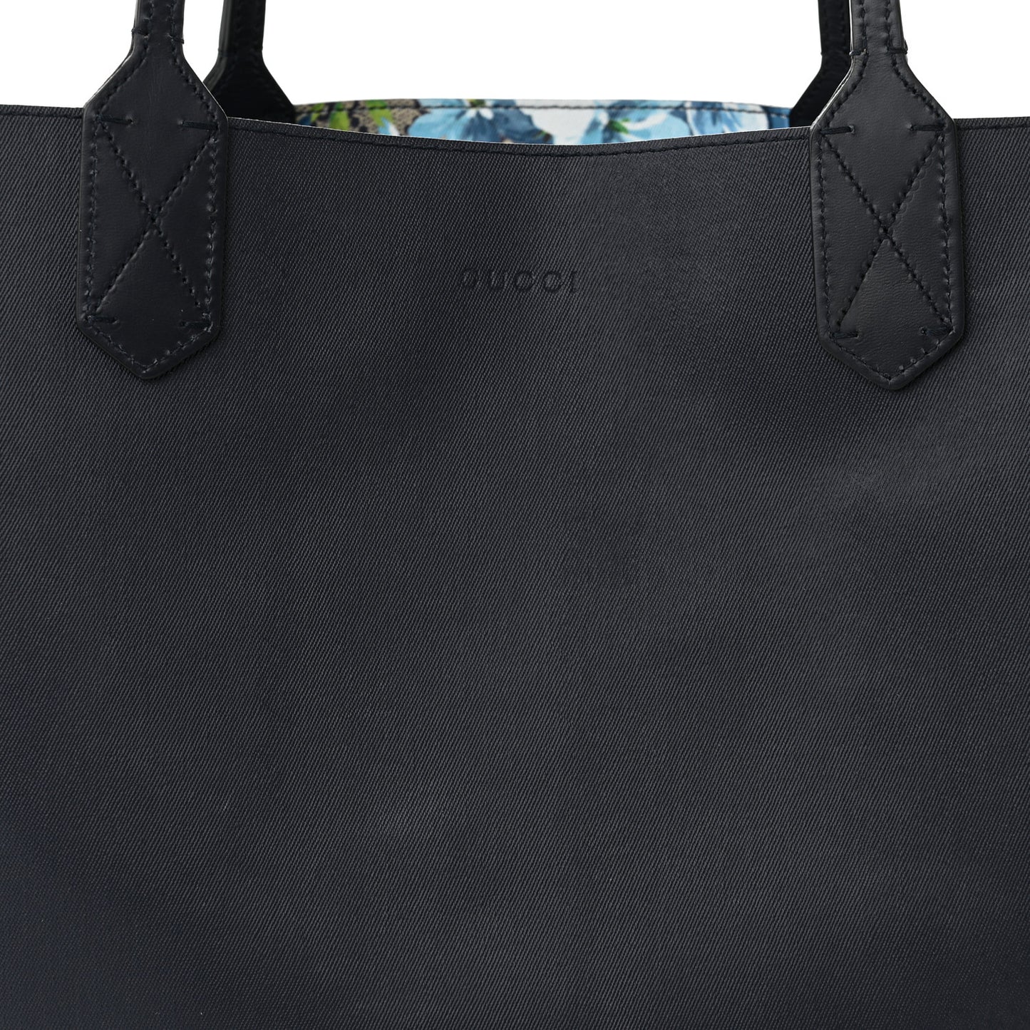 GG Supreme Monogram Blooms Medium Reversible Tote Beige Blue Navy