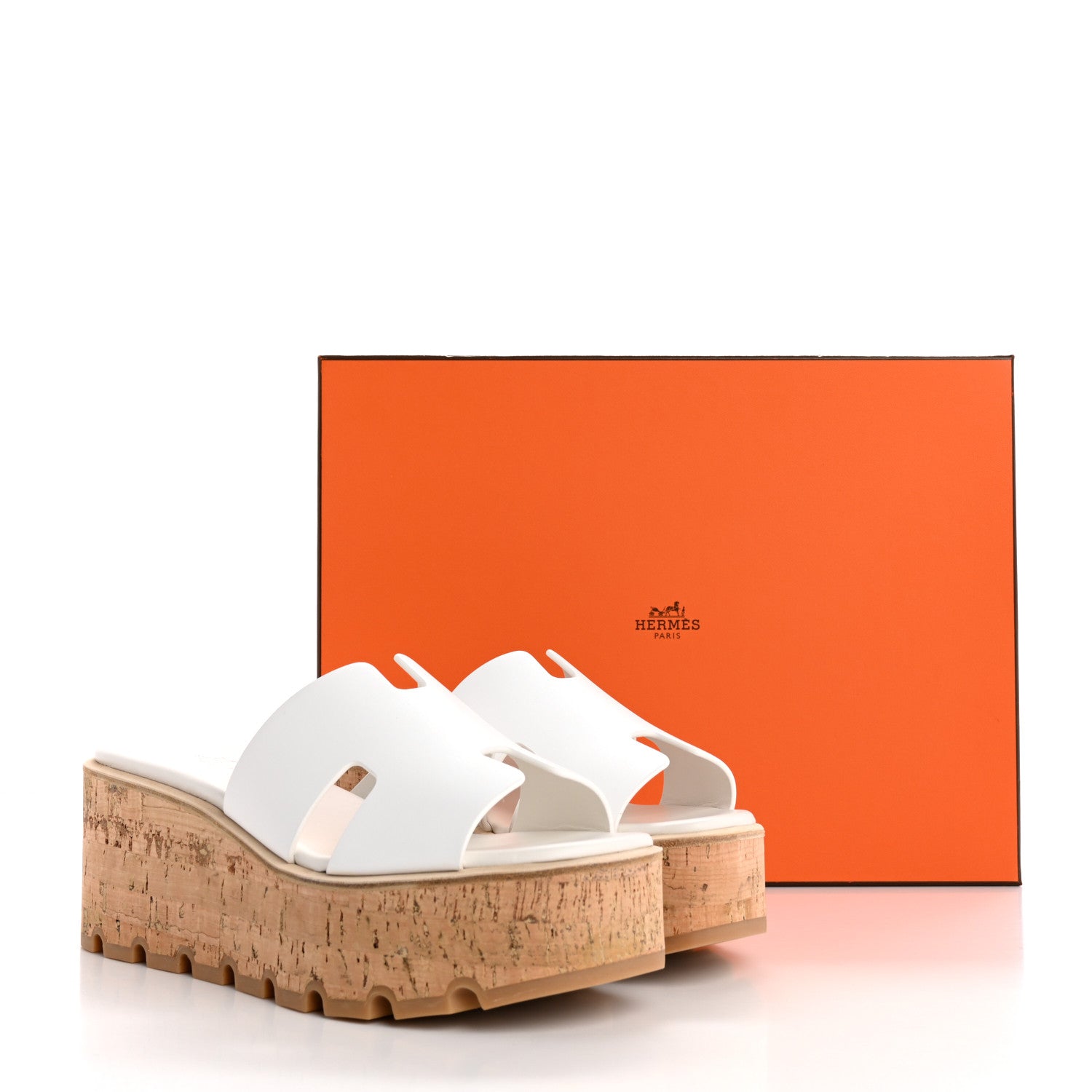 Hermes Calfskin Cork Eze 30 Sandals 38 White 10 of 10