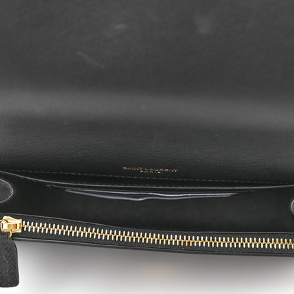 Saint Laurent Suede Crocodile Embossed Monogram Kate Belt Bag Black 5 of 9
